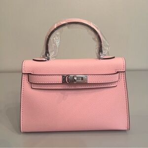 19cm Epsom Leather mini handbag with shoulder strap, Silver hardware